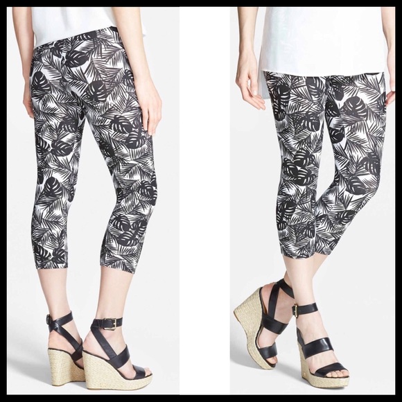 BLACK WHITE PRINT CAPRI CROP LEGGING A3C - Picture 2 of 7